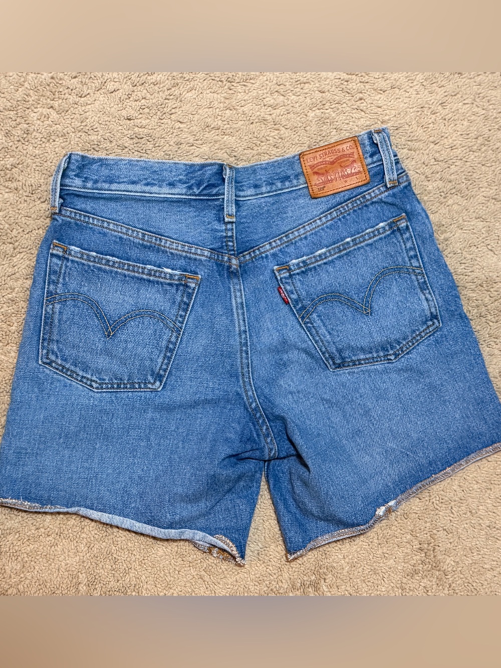 Levi's Blue Distressed High-Rise Jean Shorts - Picture 2 of 5